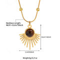 Wholesale Trendy Tiger Eye Stone Pendant Necklace Gold Plated Stainless Steel Brown Flower Necklace For Women Daily. 