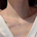 Korean Style Simple Fashion Moon Chokers Necklace Blue Stone Pendant Necklaces. 