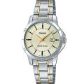 CASIO GOLDEN DIAL WITH DATE & GOLDEN & SILVER BRACELET WOMEN'S WATCH - LTP-V004SG-9AUDF. 