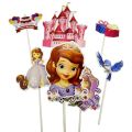 Princess Sofia Theme Cake Toppers - Cake Toppers - Pink Colors - Girls Theme - Pack Of 6 Cake Toppers. 