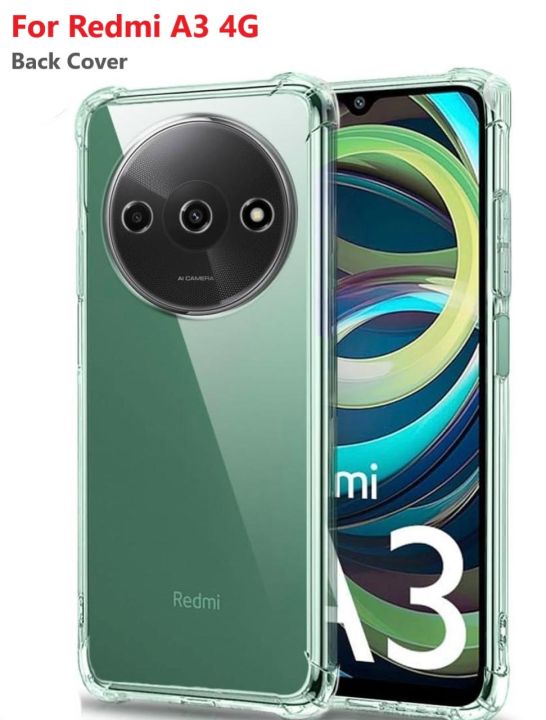 Redmi A3 4G Back Cover Transparent Soft Bumper Clear Back Case Imported