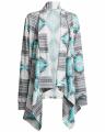 Sea Green Woolen Irregular Geometric Cardigan Women - Ch#Wwc-00003.1. 