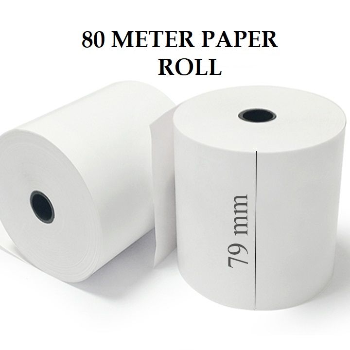 Printer Machine Roll 79 80mm 3inch Thermal Paper POS 80Meter 48 Gsm 6pc