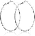 Big Size Stainless Steel Rounded Gold/Silver/Black Hoops Earrings for Women Girls. 