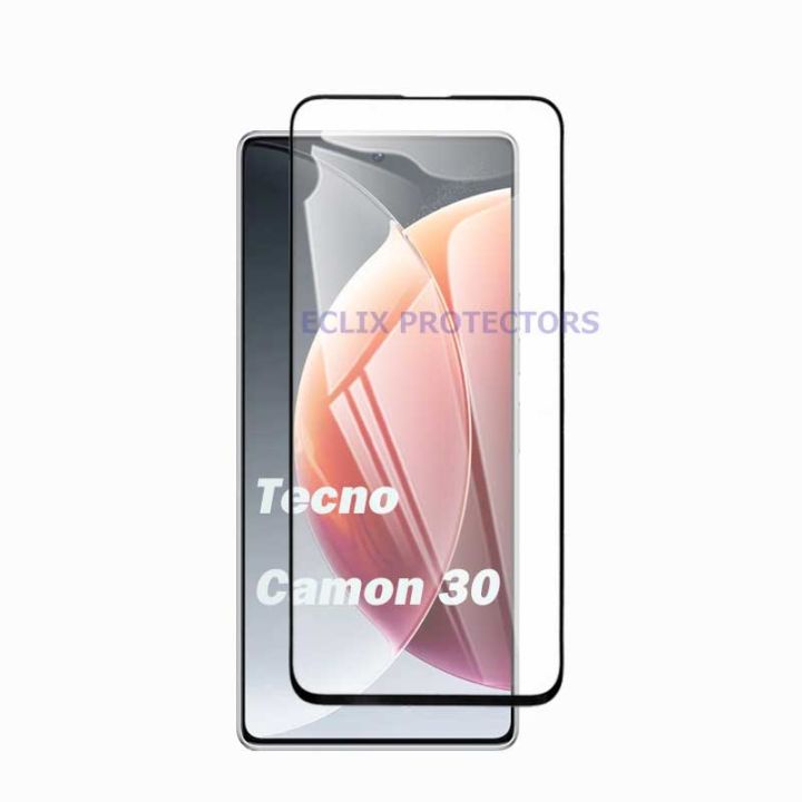 ECLIX 9D 21D Tempered Glass For Tecno Camon 30 Screen Protector Black Border For camon30 - Transparent