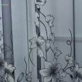 Floral Window Curtains Panel Net Drape Balcony Office Decor Grey w/ beads. 
