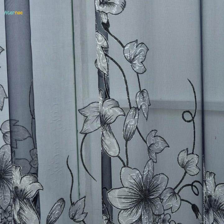 Floral%20Window%20Curtains%20Panel%20Net%20Drape%20Balcony%20Office%20Decor%20Grey%20w/%20beads%20-%20Image%207