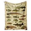 DESCENTE Fish Design Blanket Colorful Fish Print Blanket for Fishing Fans Machine Washable Flannel Throw for Bed Sofa Couch Perfect Gift for Buyers' Favorite Fish-themed Cozy Throw. 