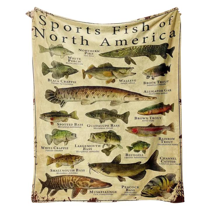 DESCENTE Fish Design Blanket Colorful Fish Print Blanket for Fishing Fans Machine Washable Flannel Throw for Bed Sofa Couch Perfect Gift for Buyers' Favorite Fish-themed Cozy Throw