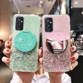 For Samsung Galaxy A13 5G Shiny Ring Case Glitter Soft Transparent Makeup Mirror Cases for Samsung A13 5G Back Cover Stars Moon Girls. 