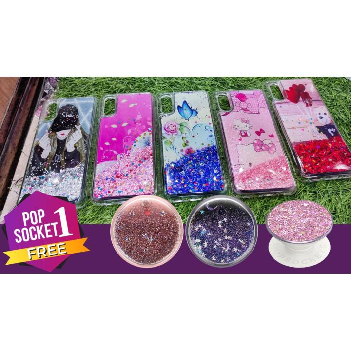 Samsung A02 Back Cover Water Glitter Cover with free pop