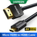 UGREEN Micro HDMI 4K/60Hz 3D Effect Micro HDMI to HDMI Cable High Speed Male to Male For GoPro Sony Projector HDMI. 