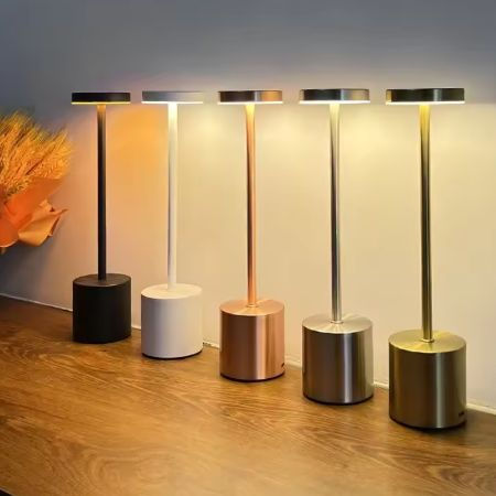 Portable LED Table Lamp  Touch Sensor with 3 Color Modes & 3 Brightness Levels  Rechargeable Metal Desk, Bedside & Dining Room Light