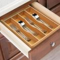 5 Compartment Bamboo Cutlery Tray, Kitchen Drawer Utensils Holder, Wooden Knife Fork Spoon Organizer Case. 