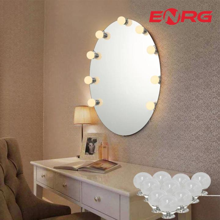 Energy - ENRG LED Vanity Light Bulbs Stick on Mirror Makeup Dimmable Brightness for Table (10 Bulbs)