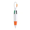 Retractable Shuttle Pen With Hiking Clip Mini 4-in-1 Multi-color Ink Ballpoint Pen With Key Chain For Children & Nurses. 