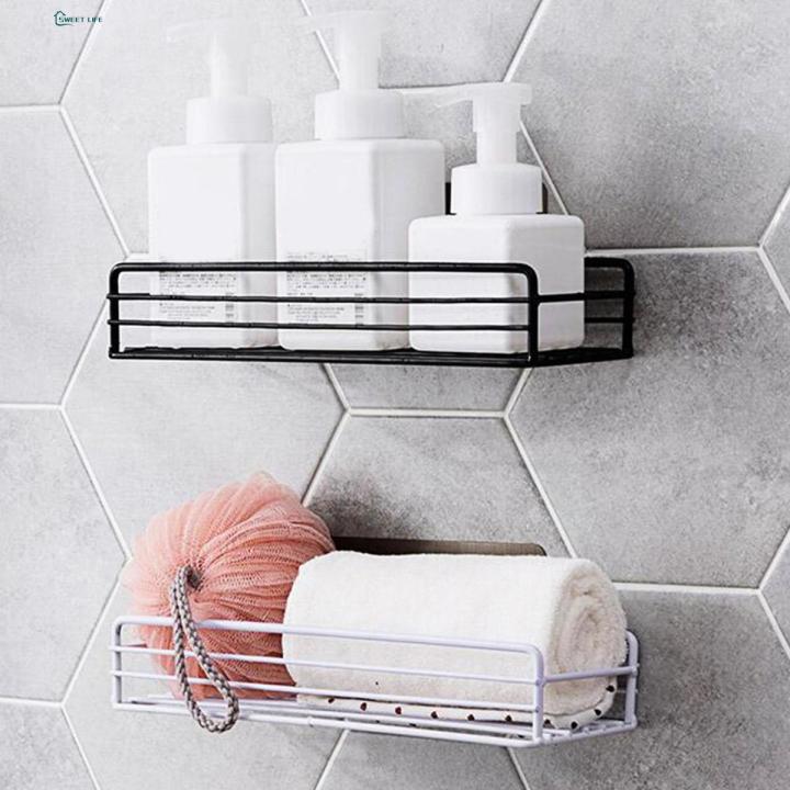 Storage Rack with Removable Shelf Stylish Durable Floating Shelves for Bathroom Bedroom Kitchen Easy to Install Clean Black Metal Frame Perfect Storage Solution Rust-proof Bathroom Storage Boxes
