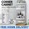 Rotatable Corner Cabinet Kitchen / Hanging Cabinet For Bathroom & Cosmetic Products / Wall Hanging Cabinet / Makeup Organizer Box Wall / Absorbing Jewelry Makeup Storage Case ( Free Home Delivery ) Cabinet Organizer Washroom Cabinet  Kitchen Cabinet. 