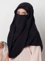 Misri Hijab With Attached Niqab - Super Breathable – Opaque Good Coverage Front and Back, Thick but Feels Light for Girl. 