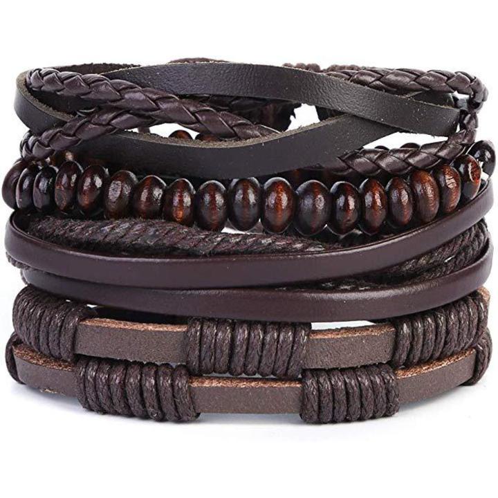 [SPECIAL OFFER] Pack of 4 Multirope Traditional Leather Bracelets    -RMK 's  COLLECTION