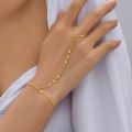 Creative Tiny Chain Bracelet Finger Rings For Women Gold Color Link Chains Connecting Hand Harness Bracelets Jewelry Gift. 
