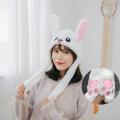 【HOT】 1PC Rabbit Hat Plush Can Moving Bunny Ears Hat For Kids Adult Girlfriend Bunny Plush Cap Winter Hat. 