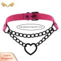 Super Choker Collar Double Layer Fashion Hip-pop Love Heart Choker Necklace. 