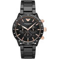 Emporio Armani Mario Black Ceramic Strap Black Dial Chronograph Quartz Watch for Gents - AR70002. 