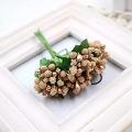 Mini Gold Artificial Stamen Bud Bouquet Leaf flowers For Home Garden Wedding Car Decoration Box Crafts Supplies. 