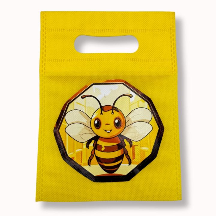 Honeybee Goody Bags - 8 x 6 Inch - Fabric Gift Bags - Honeybee Themed Party - Yellow - Unisex - Pack Of 10