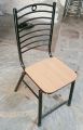 Black Color Coated Steel Chair with Wooden Seat - Durable. 