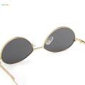 3X Vintage Small Oval Frame Women's Sunglasses Gold Frame Gray Lens. 