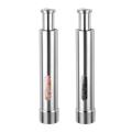 Pakistan Retail Store 1 Pc Mini Pepper Mill Premium Tall Premium Stainless Steel Salt Shaker Push-Button Manual Glass Salt and Pepper Thumb Press Set Machine for Grinding Black Pepper Grinder with Adjustable Ceramic Mechanism (Silver). 