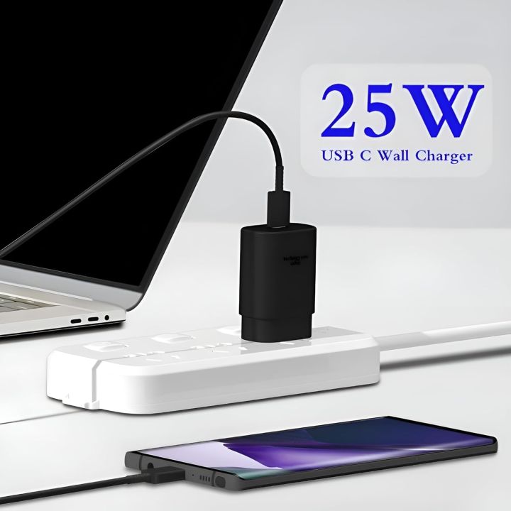 Samsung%2025W%20USB%20C%20Port%20Charger%20with%20Cable,%20Type-C%20Super%20Fast%20Android%20Phone%20Wall%20Charging%20Compatible%20with%20Samsung%20Galaxy%20A31/A32/A33/A34/A55/A22/A16/M14/A54/A52/A51/S23%20fe,%2025%20w%20Charge%20Adaptor,%20Black%20-%20Image%202
