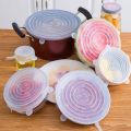 6Pcs Universal Food Cover Silicone Stretchable Lids For Cookware Reusable Stretch Lids organizer covers for pots bowls cups glass fruits. 