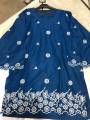 2 Pcs Teal Embroidered Lawn Suit For Women Soft Fabric Blue Casual Wear Summer High Quality Modern Look. 