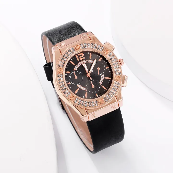 LooKeo%20mall%205pcs%20Set%20Elegant%20Luxury%20Women%20Watch%20Personality%20Fashion%20Diamond-encrusted%20Watch%20for%20Women%20&%20girls%20Party%20Matching%20Popular%20Jewelry%20-%20Image%205