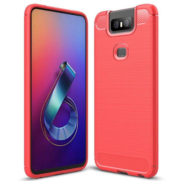 For Asus Zenfone 6 ZS630KL Case Carbon Fiber TPU Shockproof Soft Silicone Phone Cover