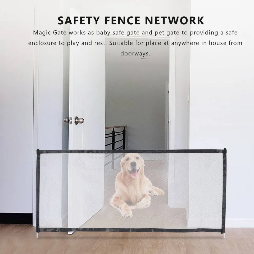 Magic Gate Portable Folding Mesh Baby Safety Fencing Gate Protection Indoor and Outdoor Safe Guard for Kids and Pets Daraz.pk