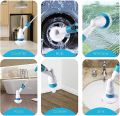 Electric Spin Scrubber,Long Handled Cleaning Brush Electric Chargeable Cleaning Brush Drill Brush Abstract Plastic Electric Spin Scrubber Machine Floor Tiles Cleaner Tool with 3 Replaceable Brushes and Long Extension. 