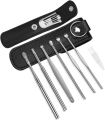 6 Pcs Ear Wax Cleaning Kit, Ear Pick Set,Spring Earwax Cleaner Tool, Reusable Ear Cleaner for Children and Adult Multifunction Portable Personal, Stainless Steel Tool with Portable Fashion Leather Bag- Yellow. 