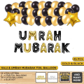 Umrah Mubarak Black & Golden Banner Muslim Islamic Decorations Foil Balloons Set For Surprise Celebration Welcome Party On Arrival From Saudi Arabia Muslims Parties Decor. 