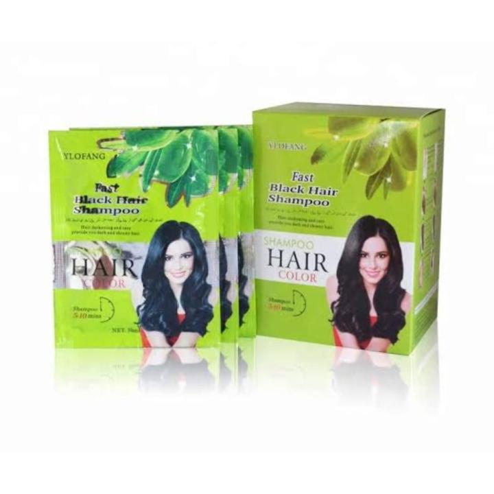 YLOFANG Fast Black Shampoo OLIVE 1. BOX.10.sachet