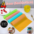 Pack Of 4Sheet (Size30x45cm) Fridge Mat Refrigerator Mat Liners for Shelves Silicone Antibacterial Fridge Mats Drawers Cabinets Protective Pads Moisture Proof Refrigerator Mats. 