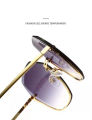 Round Sunglasses Women Brand Designer Gradient Fashion Sun Glasses Female Rimless Metal Oculos De Sol luxury designer. 