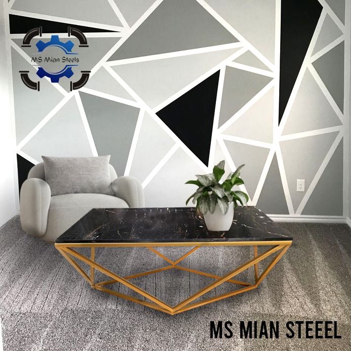 MS Modern Diamond Shape Center Table with Metal Frame and MDF Top for Small Space Living Rooms