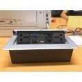 Multi Function Switch Socket Pop-up Technology Box for table, Desktop Pop up Socket with two universal power socket, network port , telephone port HDMI, VGA & USB. 