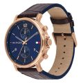 Tommy Hilfiger Men’s Quartz Leather Strap Blue Dial 44mm Watch 1710418. 