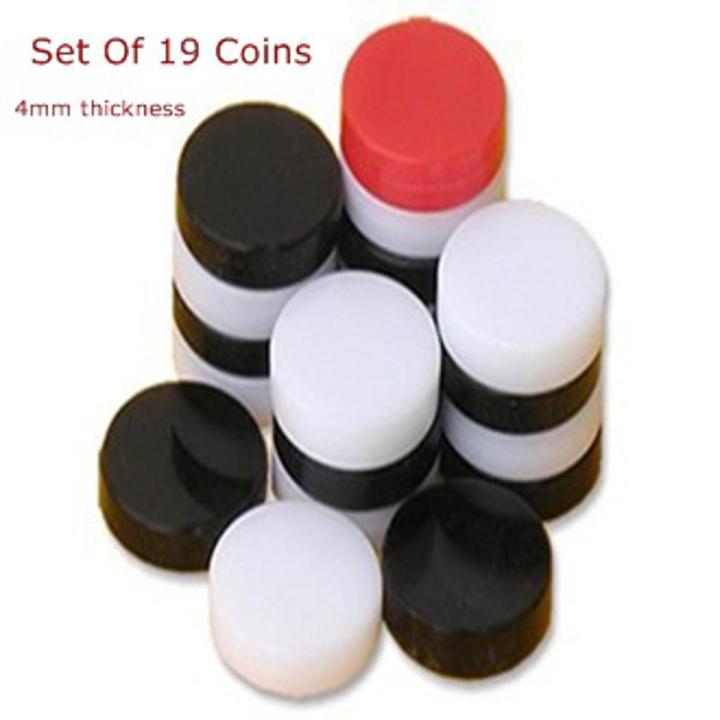 High Class Plastic Carrom Coins, Carrom Board goti Champion Carrom Coin - Set of 19 coins