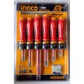Ingco 6 Pcs Insulated Screwdriver Set - Red. 